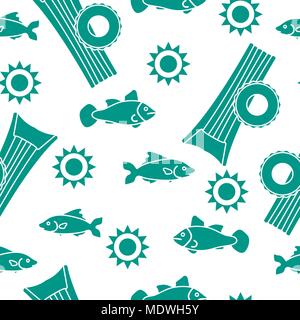 Seamless pattern with inflatable mattress, inflatable circle. Summer leisure. Stock Vector