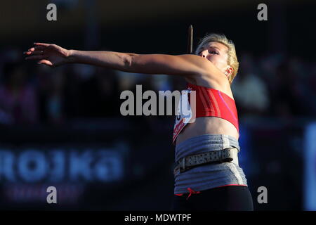 Lucerne, Switzerland. 17th, Jul 2012.  Rebryk Vira of Ukraine in action during the Women's Javelin Throw event of the Meeting athletics competition at Stock Photo