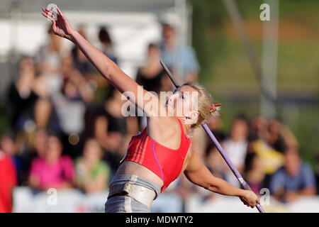 Lucerne, Switzerland. 17th, Jul 2012.  Rebryk Vira of Ukraine in action during the Women's Javelin Throw event of the Meeting athletics competition at Stock Photo