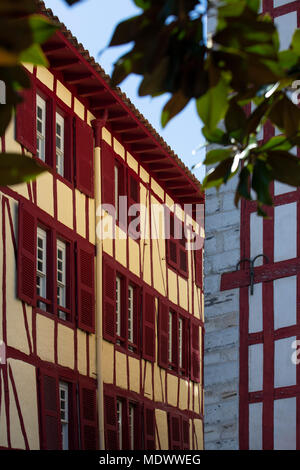 Typical storeyed house of the Big Bayonne district (Bayonne - Atlantic Pyrenees - France). Typical storied house in the Big Bayonne area (France). Stock Photo