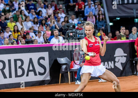 Sala Polivalenta, Romania. 21st April 2018.  Viktorija Golubic (SUI)   during the FED Cup by BNP 2018 game between Romania and Switzerland at Sala Polivalenta, Cluj-Napoca,  Romania ROU. Copyright: Cronos/Catalin Soare Credit: Cronos/Alamy Live News Credit: Cronos/Alamy Live News Stock Photo