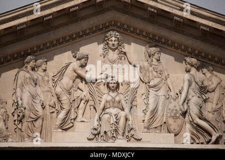 Paris, musée du Louvre, Perrault's Colonnade, architect Claude Perrault, detail gate, Napoleon I, relief, Stock Photo