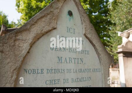 Paris, Pere Lachaise cemetery, 26th division, grave of Jean-Baptiste Martin, soldier of the Grande Armée of Napoleon I Stock Photo