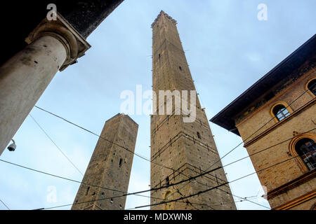 The Two Towers of Bologna (Le Due Torri), Italy - symbols of the city Stock Photo