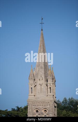 France, Bessin, the D-Day Landing beaches, Arromanches les bains, clocher d el'aglise, Stock Photo