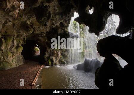 Paris, Bois de Boulogne, the Grande Cascade (the Great Cascade) Stock Photo