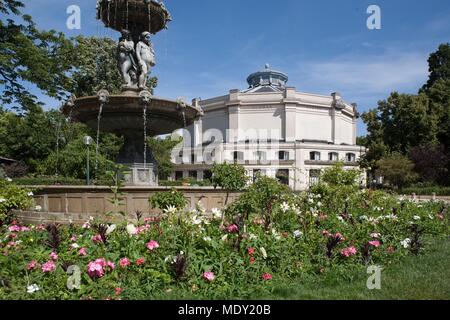 Paris avenue de marigny, theatre marigny view from the gardens of the Champs Elysées, architect Charles Garnier, fountain Stock Photo