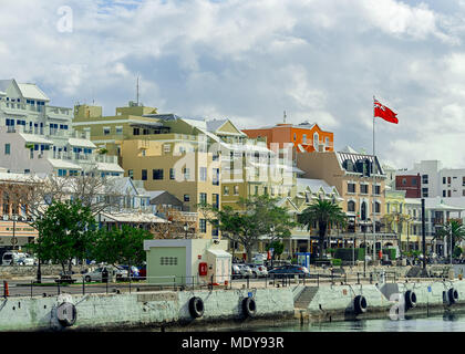 View along the Hamilton waterfront, Bermuda. Stock Photo