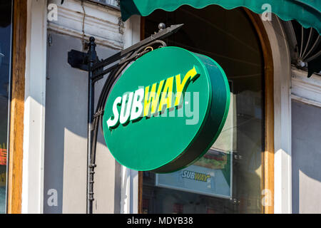 Saint-petersburg, Russia - July 29, 2016: Fast food restaurant American Subway. The largest number of points of enterprises in the world Stock Photo