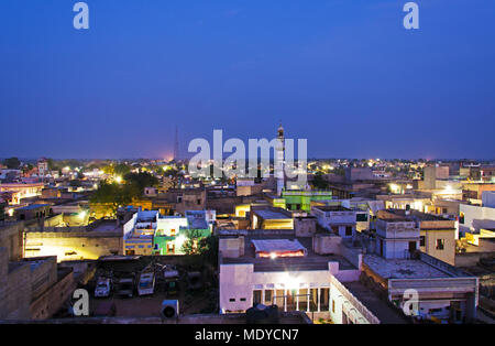 Night view of Mandawa town in Shekhawati province, Jhunjhunu District, Rajasthan, India. Stock Photo