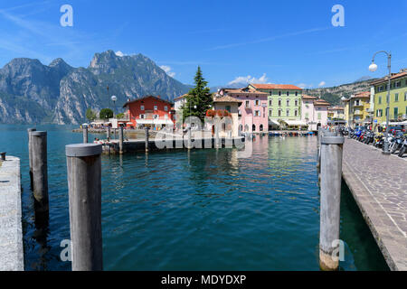 Lakeside view of the resort town of Torbole on Lake Garda (Lago di Garda) in Trentino, Italy Stock Photo