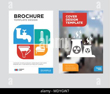 fabric brochure flyer design template with abstract photo background, jigsaw, pencil, funnel, faucet minimalist trend business corporate roll up or an Stock Vector