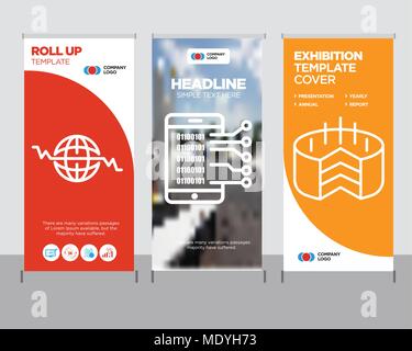 Folder Connected Circuit modern business roll up banner design template, Data analytics upgoing bars chart creative poster stand or brochure concept,  Stock Vector