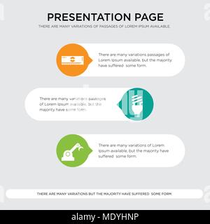 jenny, lightbulb, scale presentation design template in orange, green, yellow colors with horizontal and rounded shapes Stock Vector