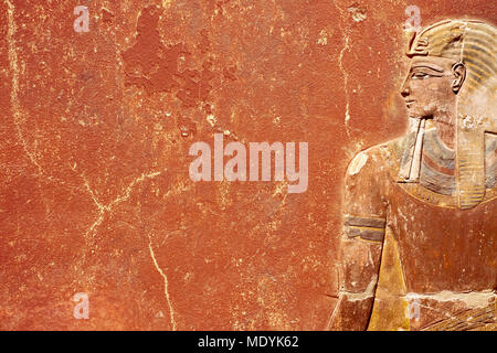 Ancient Egyptian wall background with a lot of blank space Stock Photo