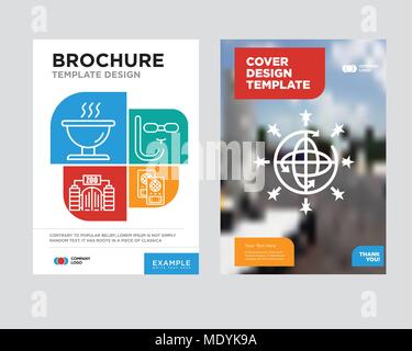 zoo mask templates Loudspeaker, diving mask and zoo presentation page design template.