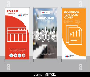 Bars chart page modern business roll up banner design template, Data analytics circular creative poster stand or brochure concept, Table for data cove Stock Vector