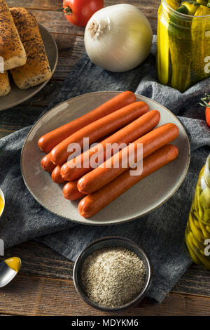 Chicago Style Hot Dog Ingredients with Mustard Relish Tomato and ...