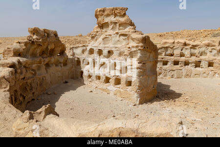a round columbarium dovecote tower at the masada fortress in israel Stock Photo