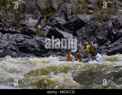 Wild Sheep Rapid Class IV, Hells Canyon, Snake River, deepest gorge in North America (7900 feet), forms the border of Idaho and Oregon. Photographer N Stock Photo