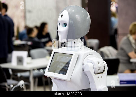 Moscow, Russia - April, 2018: Promo robot on the exhibition Stock Photo