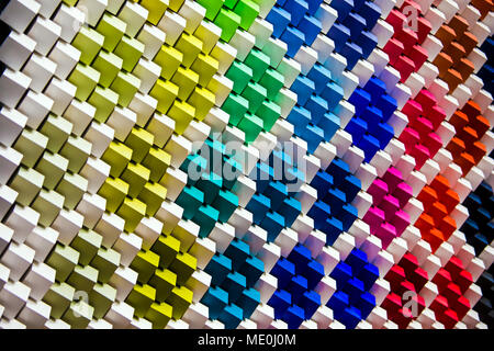 Abstract multicolored background consisting of many paper cubes Stock Photo