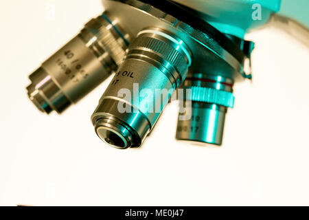 Light microscope lenses. Stock Photo