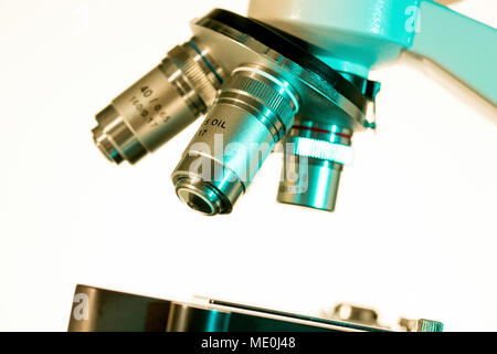 Light microscope lenses. Stock Photo