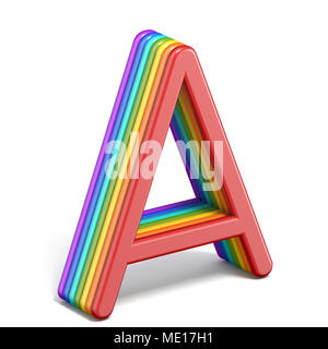 Rainbow font letter A 3D rendering illustration isolated on white background Stock Photo