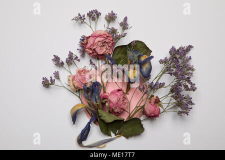 Card with dried flowers Stock Photo