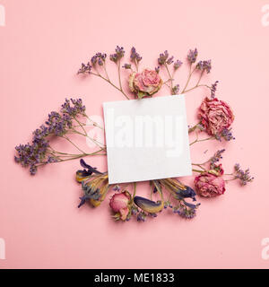 Card with dried flowers Stock Photo
