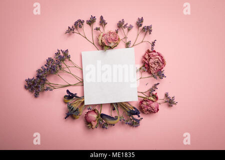Card with dried flowers Stock Photo