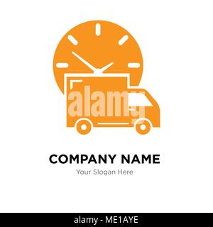 Logistics delivery truck and clock company logo design template, Business corporate vector icon Stock Vector