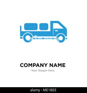 Delivery truck with packages behind company logo design template, Business corporate vector icon Stock Vector