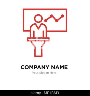 Person in data analytics presentation company logo design template, Business corporate vector icon Stock Vector