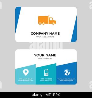 Frontal truck business card design template, Visiting for your company, Modern Creative and Clean identity Card Vector Illustration Stock Vector