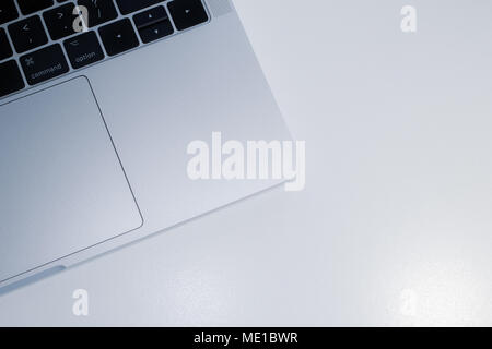 top view of laptop with open space on white background Stock Photo