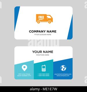 Free delivery truck business card design template, Visiting for your company, Modern Creative and Clean identity Card Vector Illustration Stock Vector