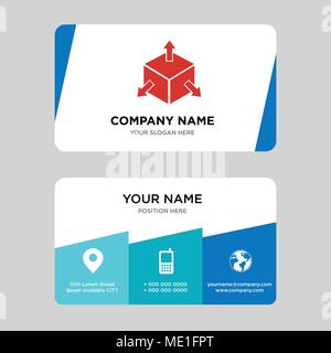 Delivery cube box package with four arrows in different directions business card design template, Visiting for your company, Modern Creative and Clean Stock Vector