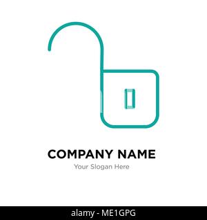 Unlocked padlock company logo design template, Business corporate vector icon Stock Vector