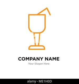Cocktail glass company logo design template, Business corporate vector icon Stock Vector