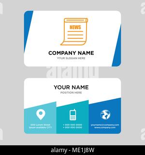 newspaper business card design template, Visiting for your company, Modern Creative and Clean identity Card Vector Illustration Stock Vector