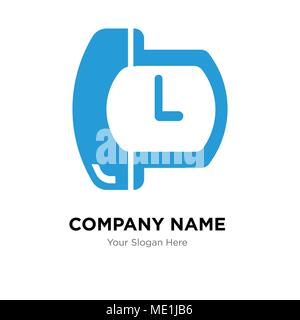 Phone auricular and a clock company logo design template, Business corporate vector icon Stock Vector
