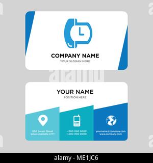 Phone auricular and a clock business card design template, Visiting for your company, Modern Creative and Clean identity Card Vector Illustration Stock Vector