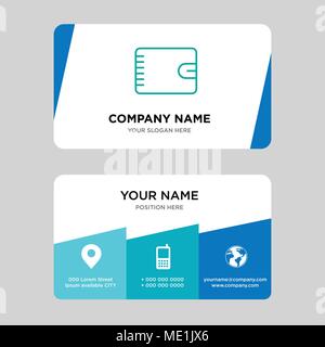 Wallet with zipper business card design template, Visiting for your company, Modern Creative and Clean identity Card Vector Illustration Stock Vector