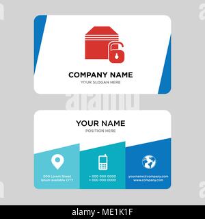 Locked package business card design template, Visiting for your company, Modern Creative and Clean identity Card Vector Illustration Stock Vector