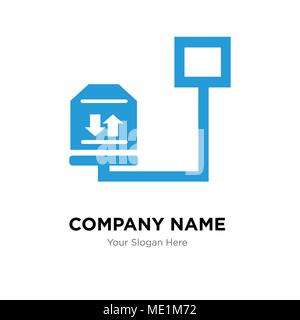 Weight of delivery package on a scale company logo design template, Business corporate vector icon Stock Vector