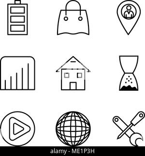Set Of 9 simple editable icons such as Screwdriver and wrench, International globe, Play button, Hand pointing to left, Homepage, Coverage level, Loca Stock Vector