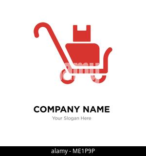 Delivery packages on a trolley company logo design template, Business corporate vector icon Stock Vector