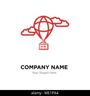 Hot air balloon company logo design template, Business corporate vector icon Stock Vector